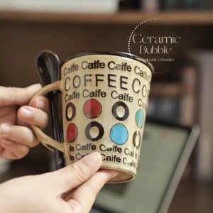 Handmade Retro Ceramic Coffee Mug Colorful Artistic Cup