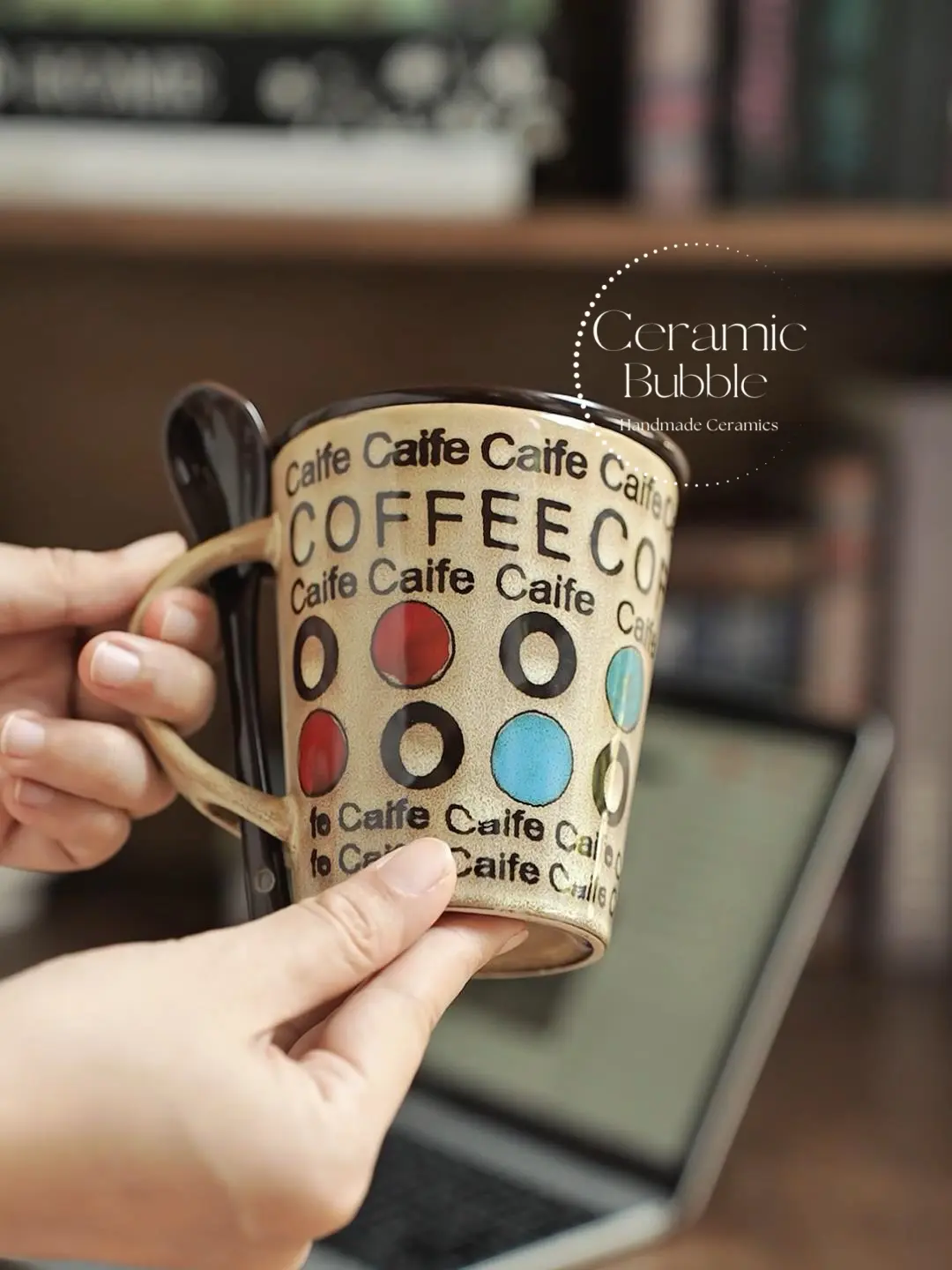 Handmade Retro Ceramic Coffee Mug Colorful Artistic Cup