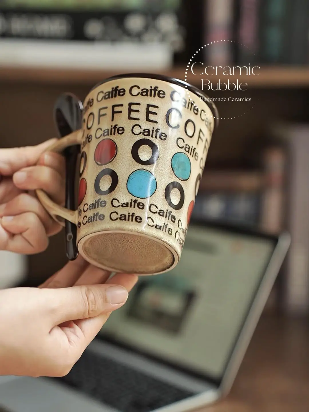 Handmade Retro Ceramic Coffee Mug Colorful Artistic Cup