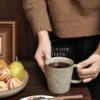 Handmade Minimalist Ceramic Coffee Mug Simple Beige Glazed Cup