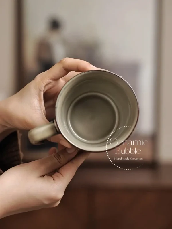 Handmade Minimalist Ceramic Coffee Mug Simple Beige Glazed Cup