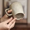 Handmade Minimalist Ceramic Coffee Mug Simple Beige Glazed Cup