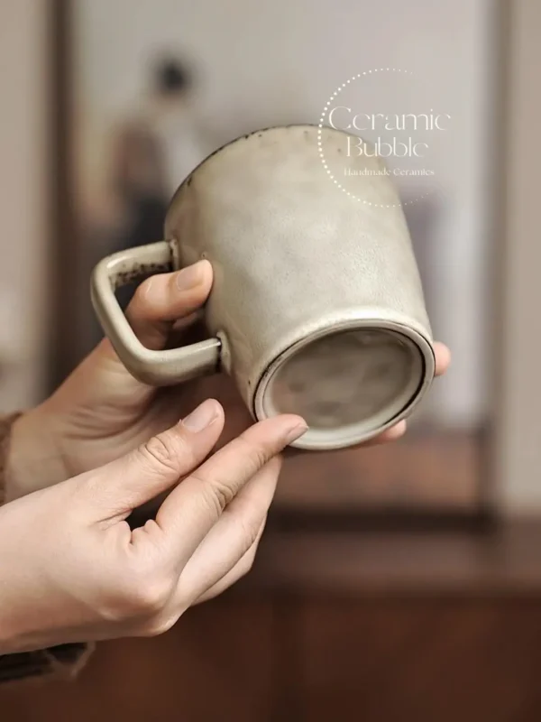 Handmade Minimalist Ceramic Coffee Mug Simple Beige Glazed Cup