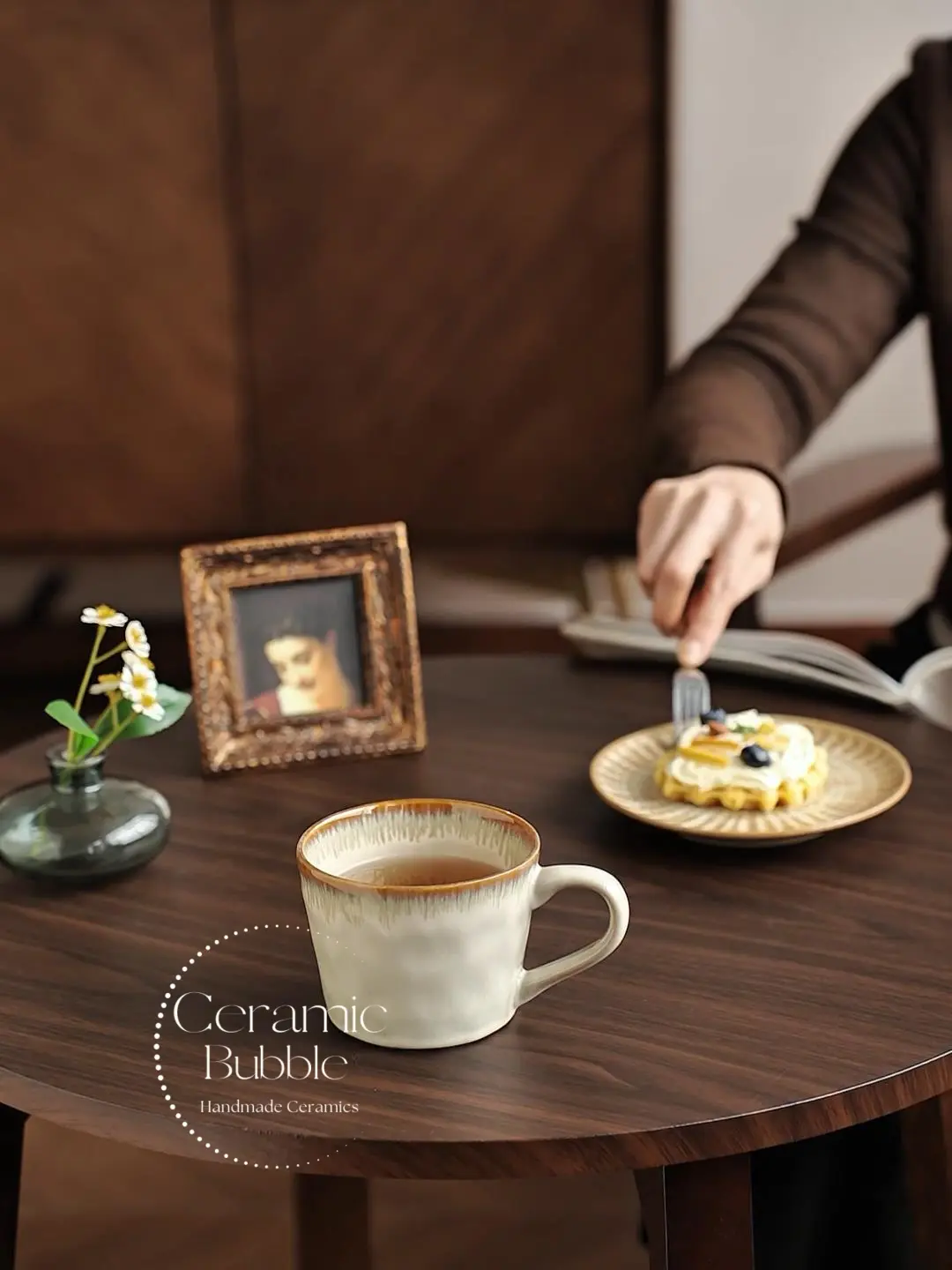 Handmade Beige Ceramic Mug Rustic Inspired Glazed Coffee Cup