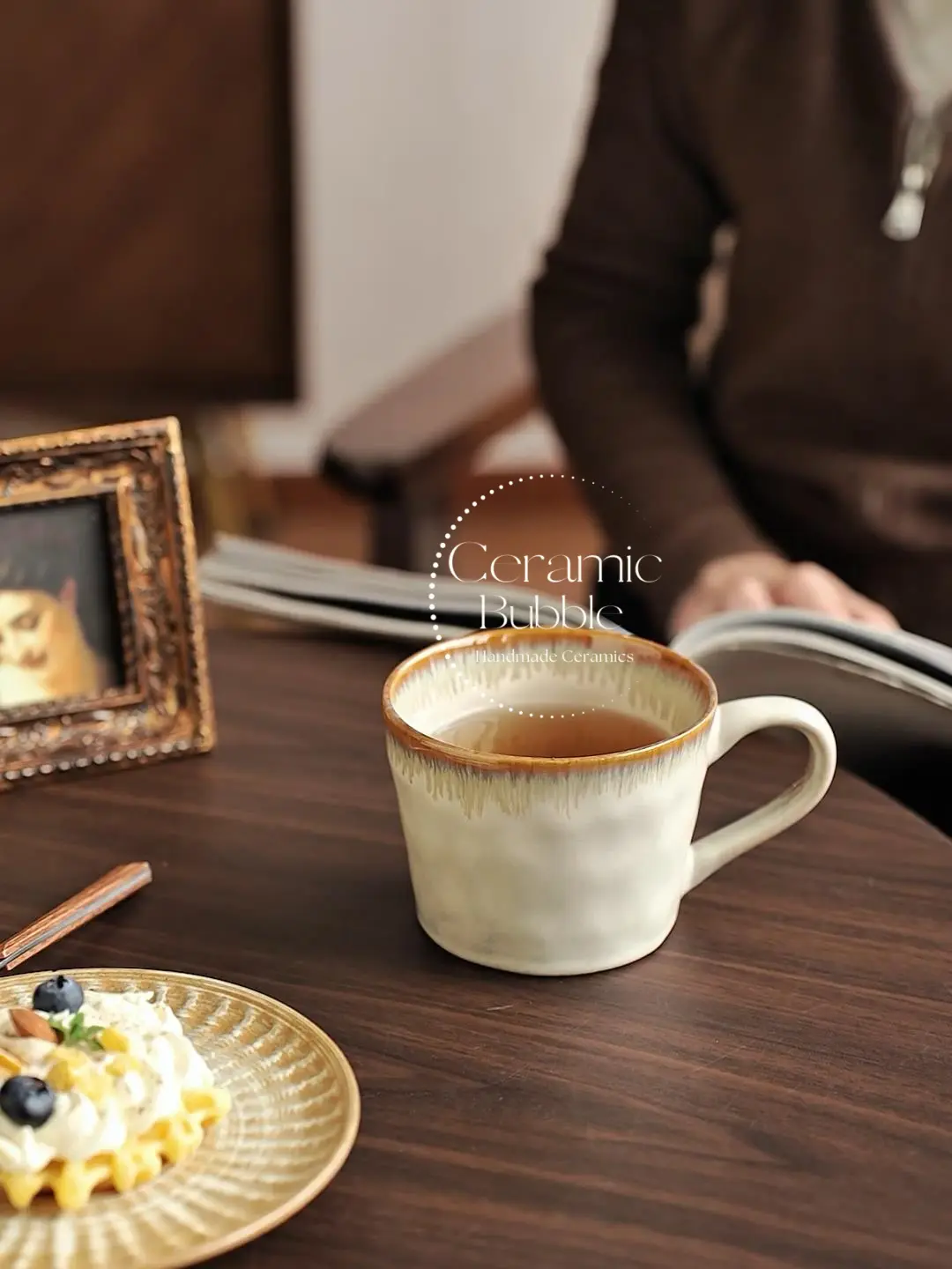 Handmade Beige Ceramic Mug Rustic Inspired Glazed Coffee Cup