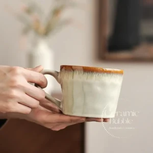 Handmade Beige Ceramic Mug Rustic Inspired Glazed Coffee Cup