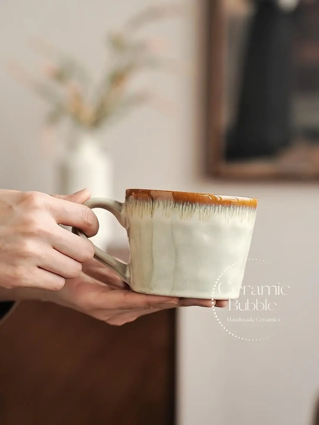 Handmade Beige Ceramic Mug Rustic Inspired Glazed Coffee Cup