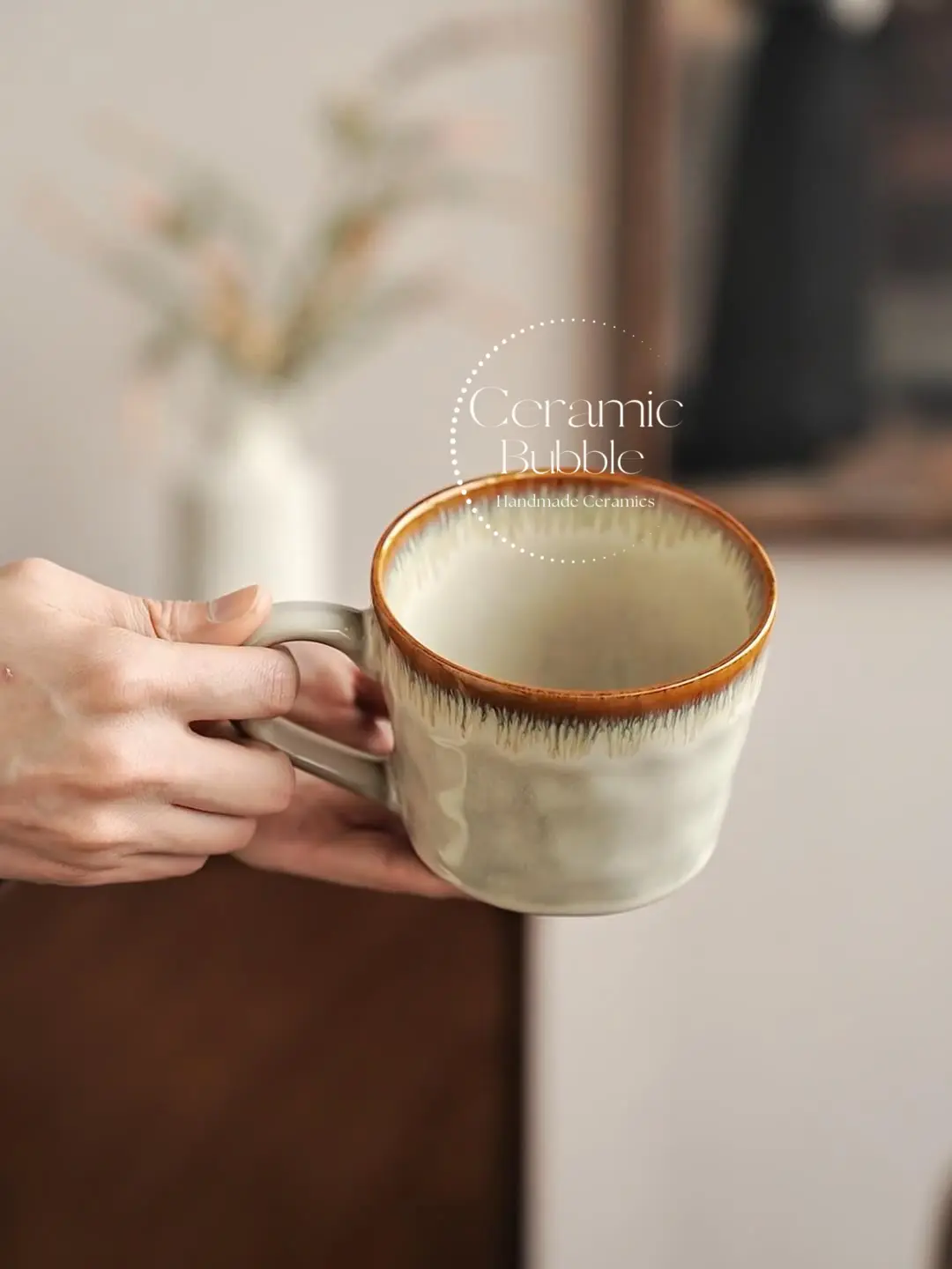 Handmade Beige Ceramic Mug Rustic Inspired Glazed Coffee Cup