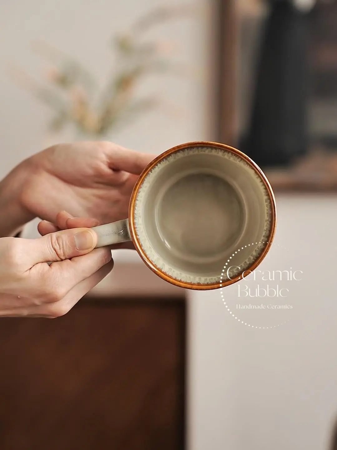 Handmade Beige Ceramic Mug Rustic Inspired Glazed Coffee Cup