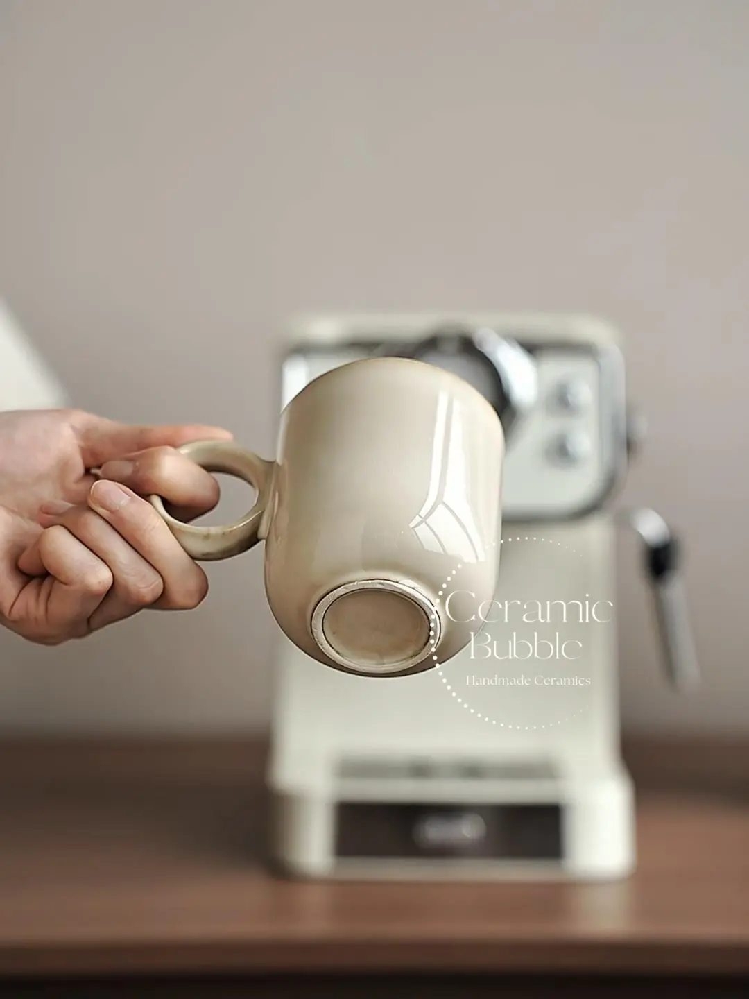 Handmade Minimalist Ceramic Mug Elegant Beige Coffee Cup