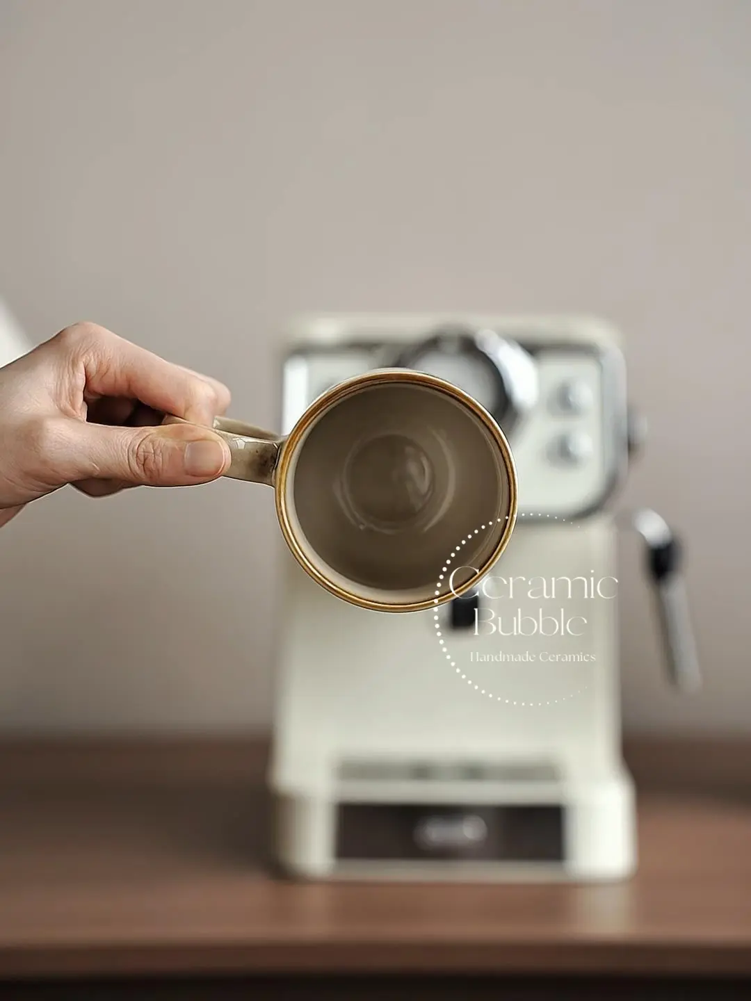 Handmade Minimalist Ceramic Mug Elegant Beige Coffee Cup