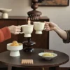 Handmade White Ceramic Mug Artistic Footed Coffee Cup