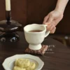 Handmade White Ceramic Mug Artistic Footed Coffee Cup
