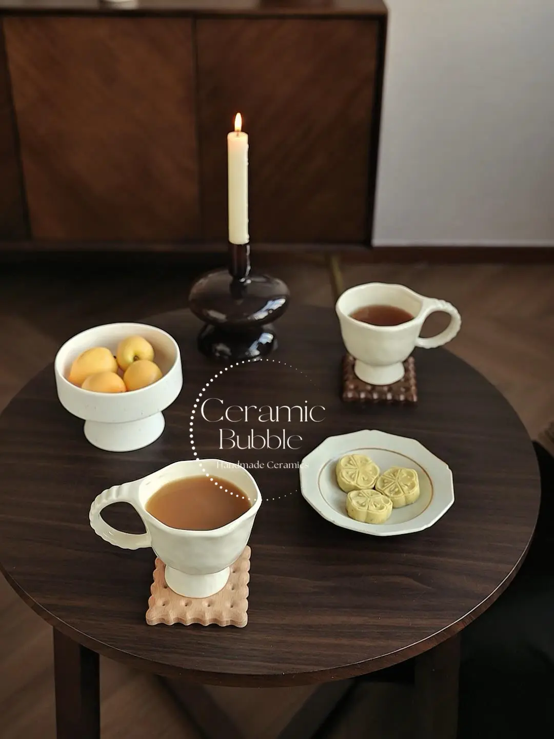 Handmade White Ceramic Mug Artistic Footed Coffee Cup