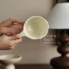 Handmade White Ceramic Mug Artistic Footed Coffee Cup