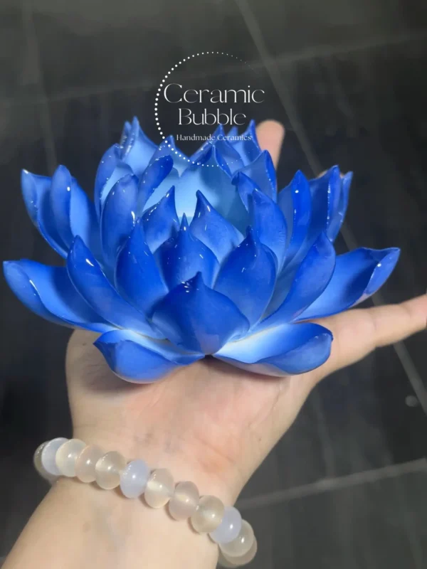 Handmade Blue Lotus Shaped Ceramic Incense Holder Spiritual Incense Burner