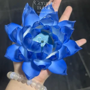 Handmade Blue Lotus Shaped Ceramic Incense Holder Spiritual Incense Burner