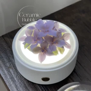 Handmade Purple Hydrangea Shaped Ceramic Lamp Desk Decor Nightlight Unique Gift Idea