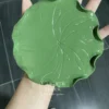Handmade Green Lotus Leaf Shaped Ceramic Incense Plate Botanical Burner Holder