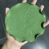 Handmade Green Lotus Leaf Shaped Ceramic Incense Plate Botanical Burner Holder
