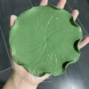 Handmade Green Lotus Leaf Shaped Ceramic Incense Plate Botanical Burner Holder