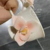 Handmade Pink Flower Shaped Ceramic Tea Cup Elegant 3D Flower Coffee Cup