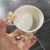 Handmade Pink Flower Shaped Ceramic Tea Cup Elegant 3D Flower Coffee Cup