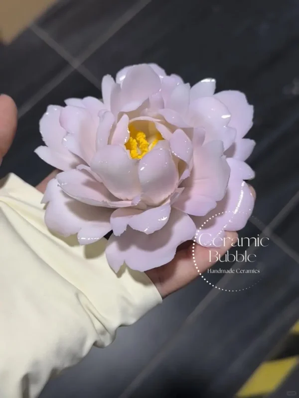 Handmade Light Purple Peony Shaped Ceramic Incense Holder Romantic Incense Burner