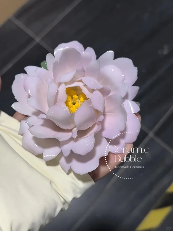 Handmade Light Purple Peony Shaped Ceramic Incense Holder Romantic Incense Burner